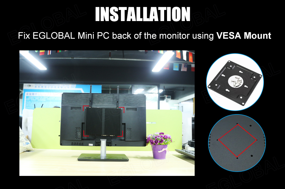 INSTALLATION Fix VenBOX Mini PC back of the monitor using VESA Mount