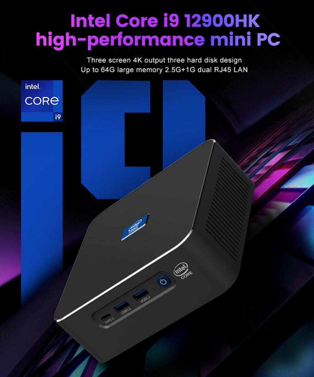 Powerfull mini gaming PC VenBOX S600 Intel Core i9-12900H, DDR5 2xRJ45, HDMI, DP, WiFi6E, BT5.2